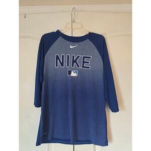 Nike The Nike Tee Blue MLB Baseball 3/4 Sleeve Shirt Men's size Large EUC